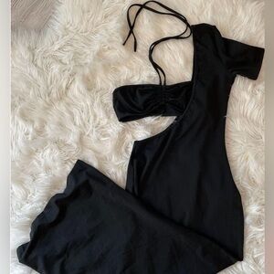 Black cutout two piece dress